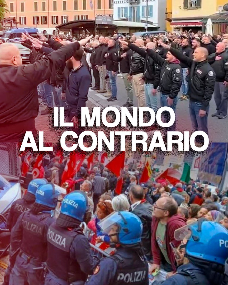 fgc_nazionale's tweet image. Italia, 2025. Il vero “mondo al contrario”. Neofascisti inneggiano a Mussolini a Dongo in totale tranquillità, protetti da schieramenti di polizia rivolti contro #ANPI e organizzazioni di sinistra. I #partigiani si rivoltano nella tomba. Un sistema che genera mostri.

#25aprile