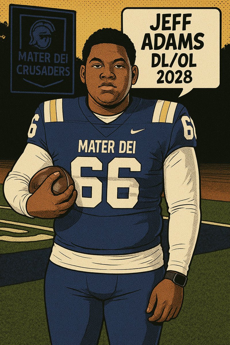 Meet Jeff Adams, the 5’11”, 240-pound defensive lineman from Mater Dei Catholic High School in Chula Vista, CA. A Class of 2028 standout, Jeff made waves by starting on varsity as a freshman—a testament to his strength, technique, and football IQ.