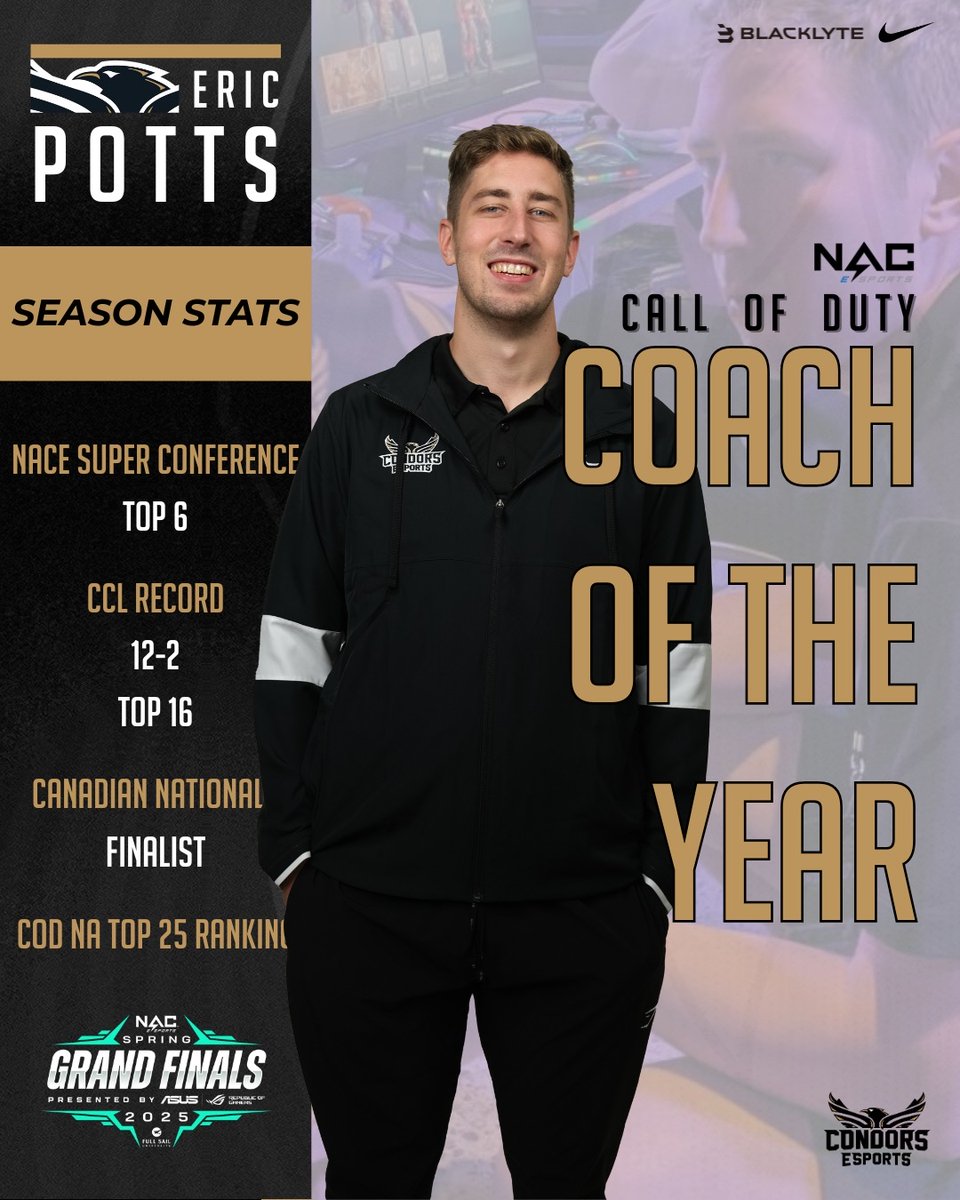 The 🍒 on top from an incredible year.

Congrats to <a href="/Pottsea_/">Eric</a>, your <a href="/NACEsports/">NACE</a> COD Head Coach of the Year! 

The Condors are incredibly proud of you.
