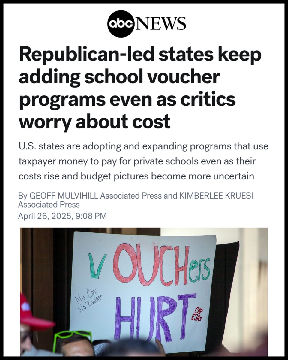 5% of your state tax dollars are going to private school vouchers in AZ— despite voters overwhelmingly rejecting universal vouchers?!

The Republican majority continues to write blank checks for vouchers for the RICH at the expense of public schools, healthcare, roads &amp; more 😡