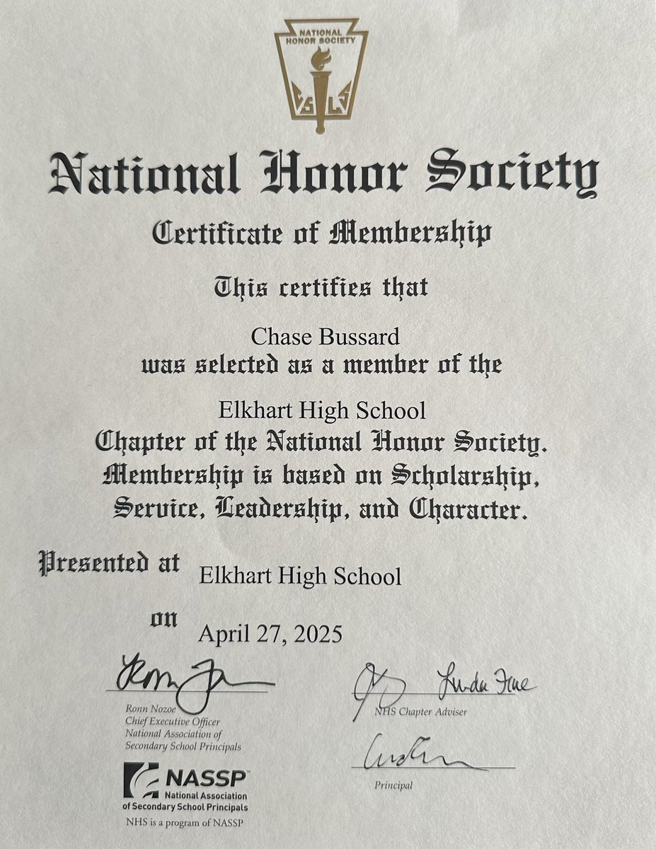I was inducted into the National Honors Society today!!