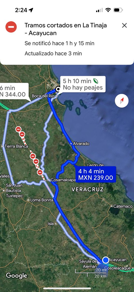 AC___P's tweet photo. @CAPUFE @bcruzv Si vengo de acayucan y voy a Veracruz esta es la ruta correcta? https://t.co/EyrMOXbk08