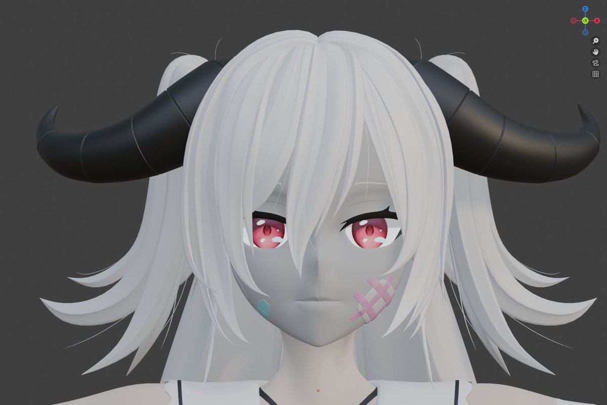 asai_rumi's tweet image. Mesh is done, time to paint. I managed to draw an eye that actually looks decent (??).
There will be no more updates until everything is finished and rigged.
I'll be locking myself in the basement now so see ya
#blender