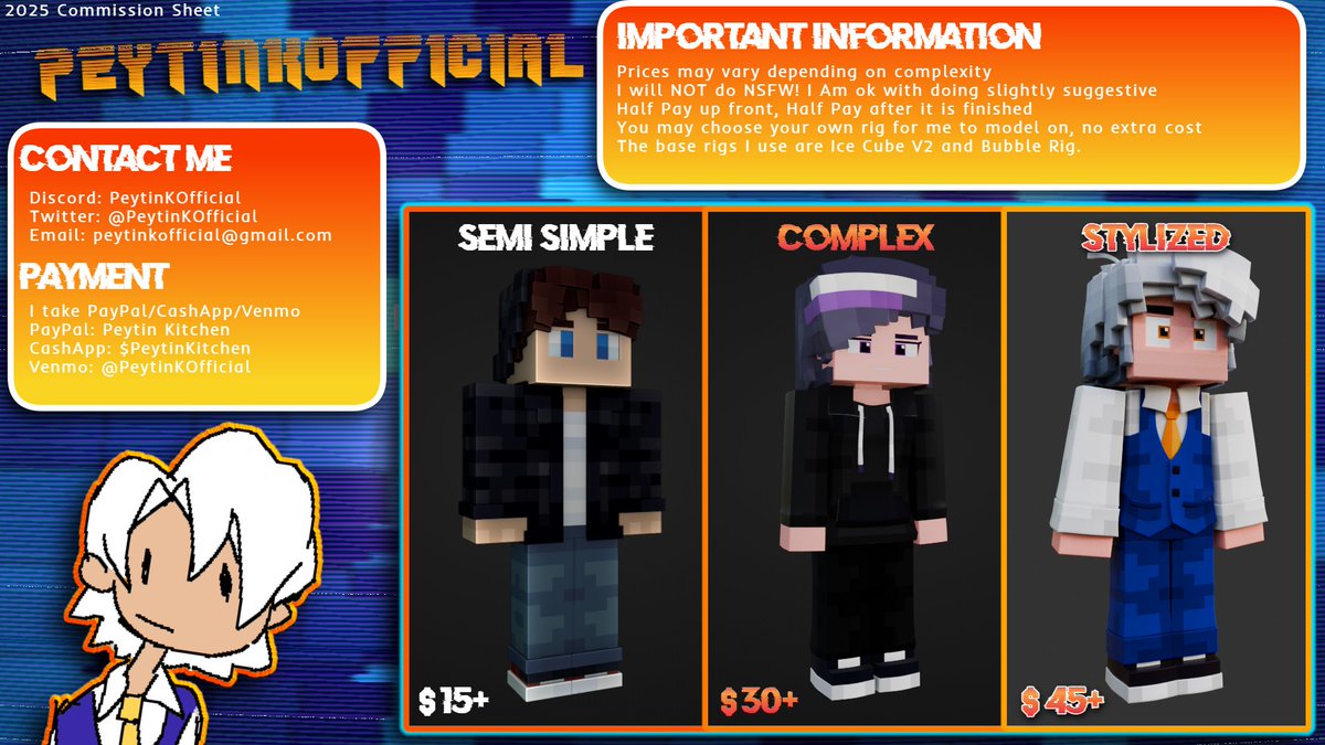 PeytinKOfficial's tweet image. ITS HERE! My 2025 Commissions sheet!