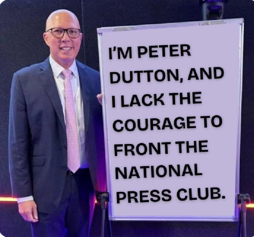 madameshawshank's tweet photo. Won’t front The National Press Club.
Speaks volumes about him.
He really is utterly unfit to be PM.
The Party is aware.
As is the media
#auspol
#Dutton
#PeterDutton
#leadersdebate
#UNFIT
#DuttonIsNotFitToBePM
#Election2025 https://t.co/gnynwyRf6b