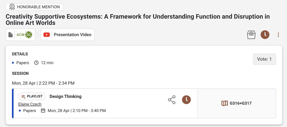 I'm excited to present our work, "Creativity Supportive Ecosystems" today at #CHI2025. Here's a sneak peek at some slides. 
with <a href="/joyokim/">Joy Kim</a> &amp; <a href="/bjo3rn/">Bjoern Hartmann</a> ✨
programs.sigchi.org/chi/2025/progr…