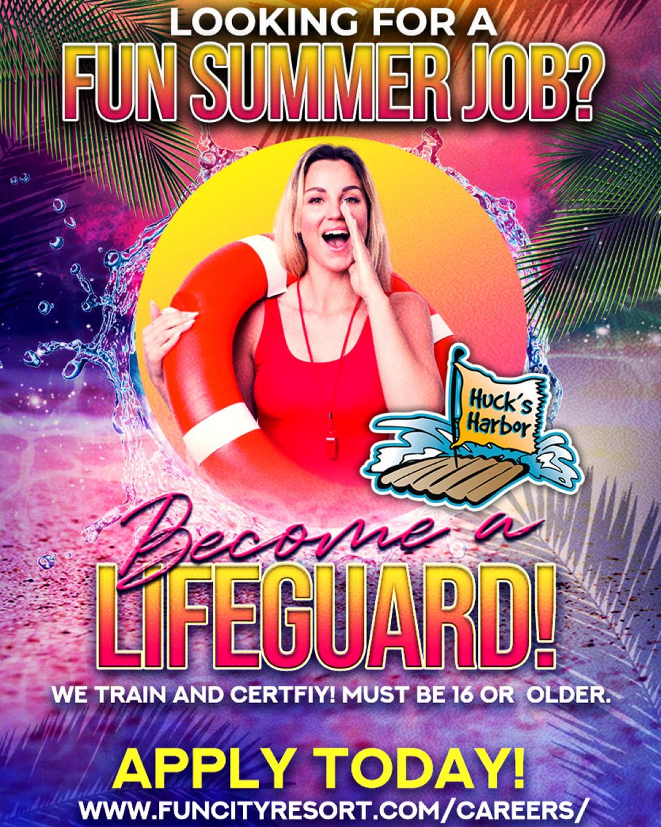 Calling all water enthusiasts! Spend your summer saving lives and enjoying the sun ☀️ Apply now to join our elite team and make a splash 💦 Don't miss out on this opportunity to fulfill your dreams!"🌊💦🏊‍♂️

Apply now funcityresort.com/careers/