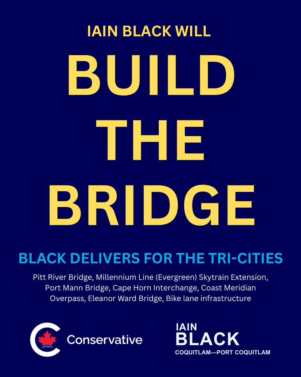VOTE BLACK TO BUILD THE BRIDGE! 

#PortCoquitlam #cdnpoli #bcpoli