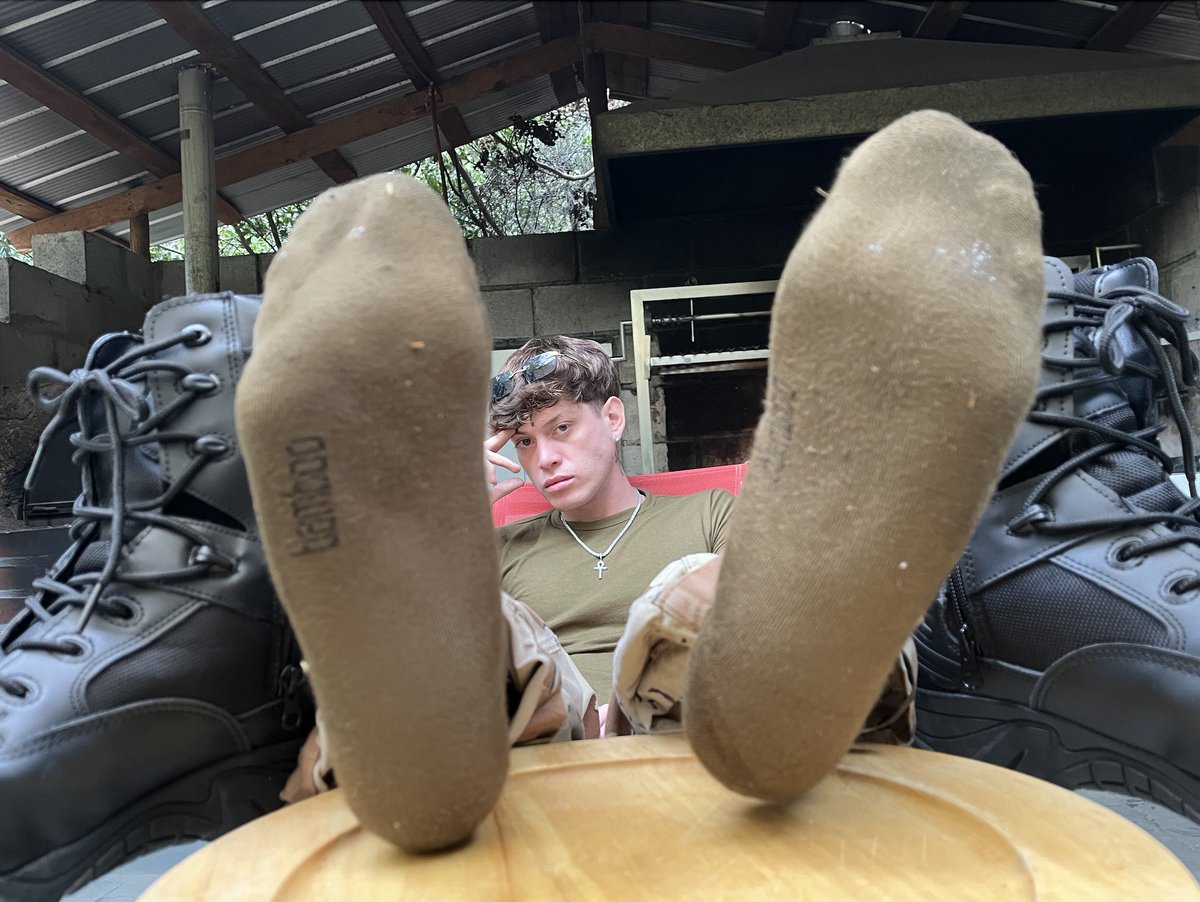 Benja Mora’s socks are soaked with sweat and dust... The smell, the heat, the filth — all trapped and waiting for your worship. 👣 Get closer. Get filthier. His feet are ready for you. Click the link in our bio and lose yourself. #feet #footfetish #malefeet #footmaster