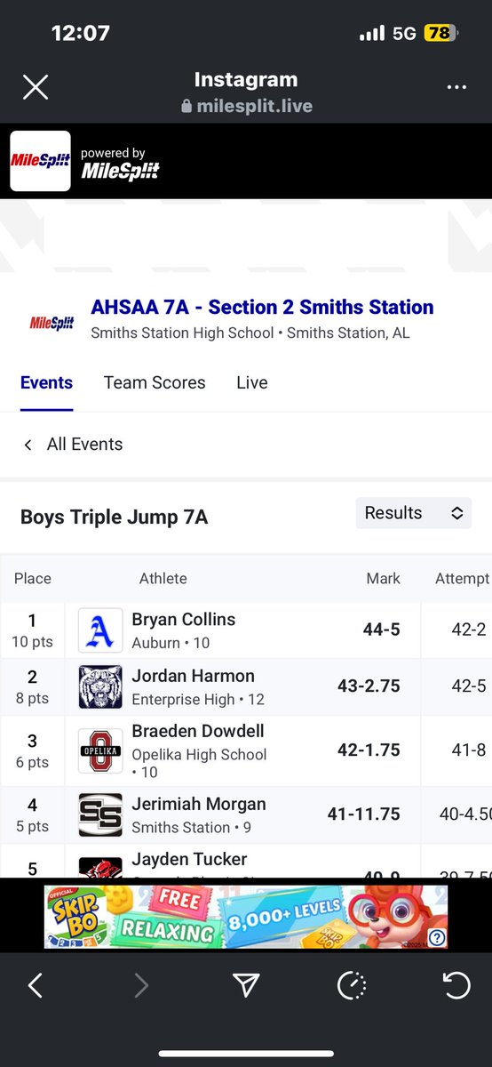 bj_collins1's tweet image. Placed 1st overall at sectionals and qualified for state with a new pr of 44-5🥇