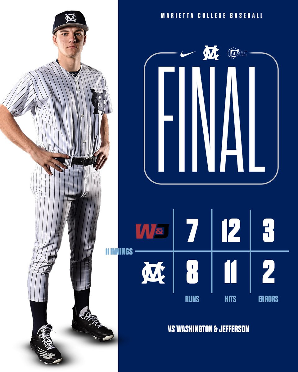 🚨⚾️🚨⚾️🚨⚾️

<a href="/EttaExpress_MC/">Marietta College Baseball</a> downs Wash. &amp; Jefferson in 11 innings. Nick Bonnizzio doubled &amp; scored on an error for the win. Marietta is now 17-18 overall. The Pioneers host Muskingum for a single game on Tuesday at 7pm. #EttaExpress #Pionation #BringForthAPioneer #d3baseball