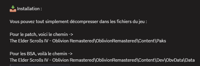 Frenchy Oblivion Remastered (@frenchyblivion) on Twitter photo ANNONCE OFFICIELLE ! UPDATE 4 :
Lisez bien tout ce qui est écrit en screen ! BOURREZ LES RETWEETS ! MERCI à vous pour votre soutien !♥️
<a href="/Benzaie_tgwtg/">Benzaie</a> <a href="/RoiLennon/">Bob Lennon</a> <a href="/TontonArtheon/">🔴 Tonton Artheon 🔴</a> <a href="/iconoclaste_sp/">Ico</a> <a href="/BuglandShad/">Bugland</a> <a href="/AlphaCastFR/">AlphaCast</a>
Liens :
nexusmods.com/oblivionremast…
drive.google.com/file/d/1ZVfH8o… ANNONCE OFFICIELLE ! UPDATE 4 :
Lisez bien tout ce qui est écrit en screen ! BOURREZ LES RETWEETS ! MERCI à vous pour votre soutien !♥️
<a href="/Benzaie_tgwtg/">Benzaie</a> <a href="/RoiLennon/">Bob Lennon</a> <a href="/TontonArtheon/">🔴 Tonton Artheon 🔴</a> <a href="/iconoclaste_sp/">Ico</a> <a href="/BuglandShad/">Bugland</a> <a href="/AlphaCastFR/">AlphaCast</a>
Liens :
nexusmods.com/oblivionremast…
drive.google.com/file/d/1ZVfH8o…