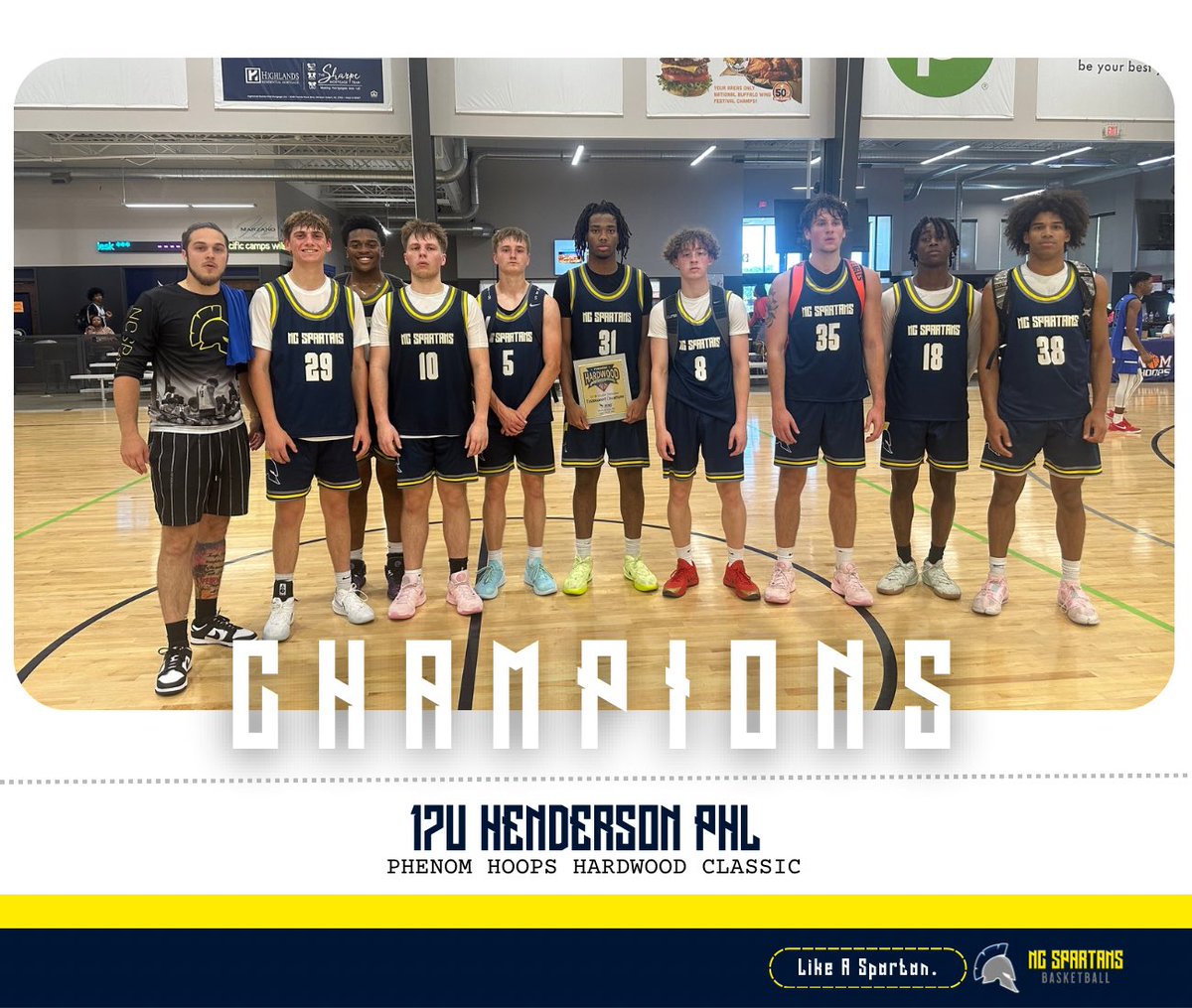 NC Spartans (@ncspartans) on Twitter photo 17U Henderson defeats Team Breakout for the <a href="/Phenom_Hoops/">Phenom Hoop Report</a> #PhenomHardwoodClassic title 56-39!
<a href="/ElliottErland07/">ElliottErlands07</a> 17 pts/11 Rebs
<a href="/MaxSkillman56/">Max Skillman</a> 10pts/7 Rebs
P. Webb 7 pts/5 Rebs/3 assists
<a href="/brysonmickey2/">bryson mickey</a> 7 pts/5 assists/5 Rebs
DOMINANT DEFENSIVELY!
#NCSpartans | #LikeASpartan 17U Henderson defeats Team Breakout for the <a href="/Phenom_Hoops/">Phenom Hoop Report</a> #PhenomHardwoodClassic title 56-39!
<a href="/ElliottErland07/">ElliottErlands07</a> 17 pts/11 Rebs
<a href="/MaxSkillman56/">Max Skillman</a> 10pts/7 Rebs
P. Webb 7 pts/5 Rebs/3 assists
<a href="/brysonmickey2/">bryson mickey</a> 7 pts/5 assists/5 Rebs
DOMINANT DEFENSIVELY!
#NCSpartans | #LikeASpartan