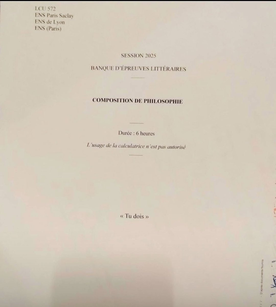 Voici le sujet de philosophie de l’année 2025 des étudiants de l’École Normale Supérieure de Paris, grande école de référence.