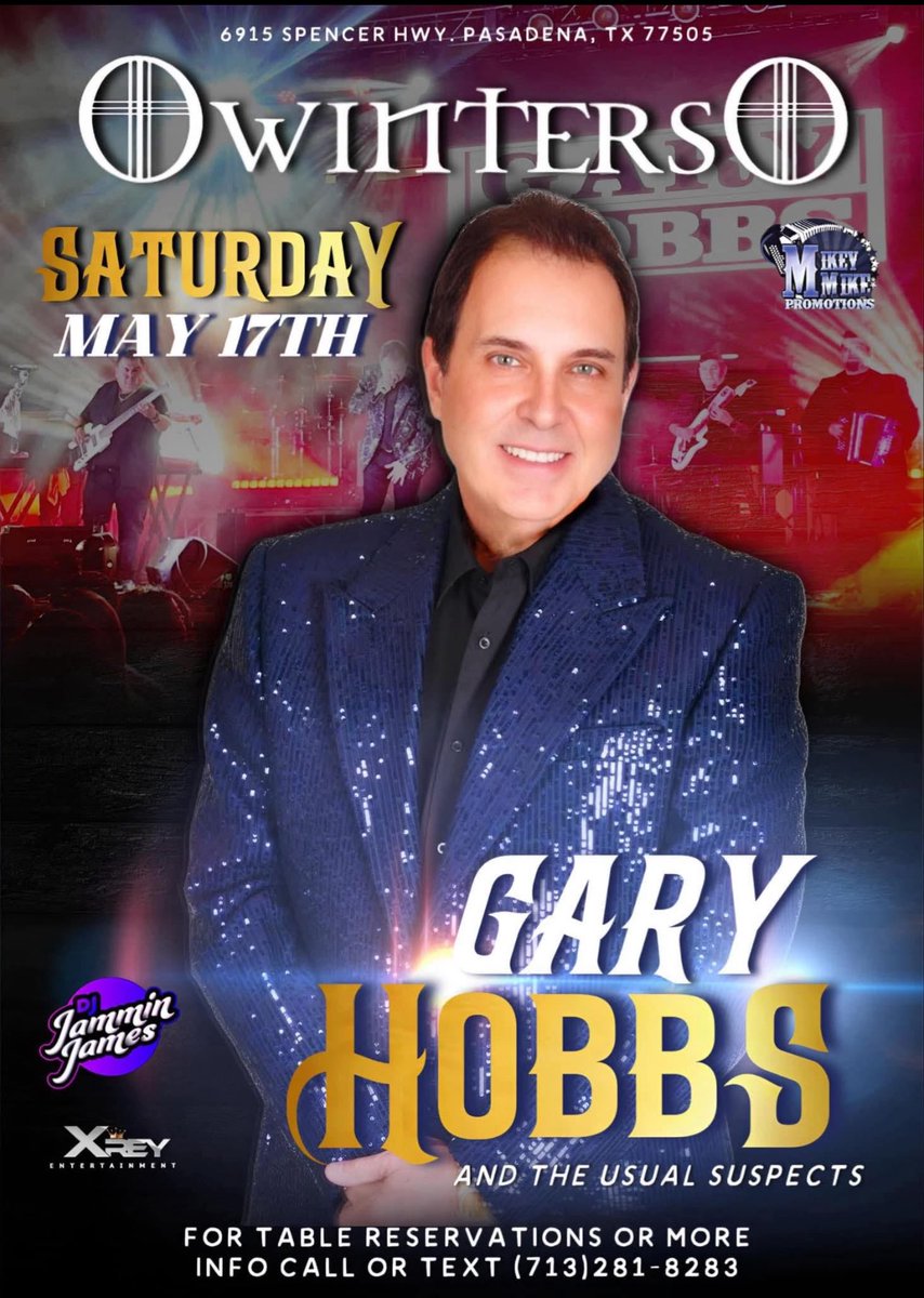 Make plans to join us in Pasadena, Texas Saturday May 17th, 2025 at Winters with Mikey Mike Promotions. 
#GaryHobbs #TejanoMusic 
#FreddieRecordsArtist #GloryToGOD