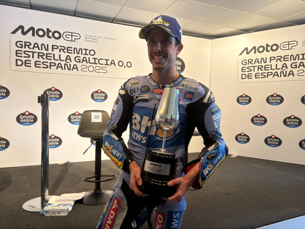 JaureguiAinara's tweet photo. #SpanishGP 🇪🇸
@alexmarquez73 consigue su primera victoria en #MotoGP y la 200 de España en 500 y MotoGP.
#Jerez2025 #JerezGP https://t.co/1sSEc31jtu