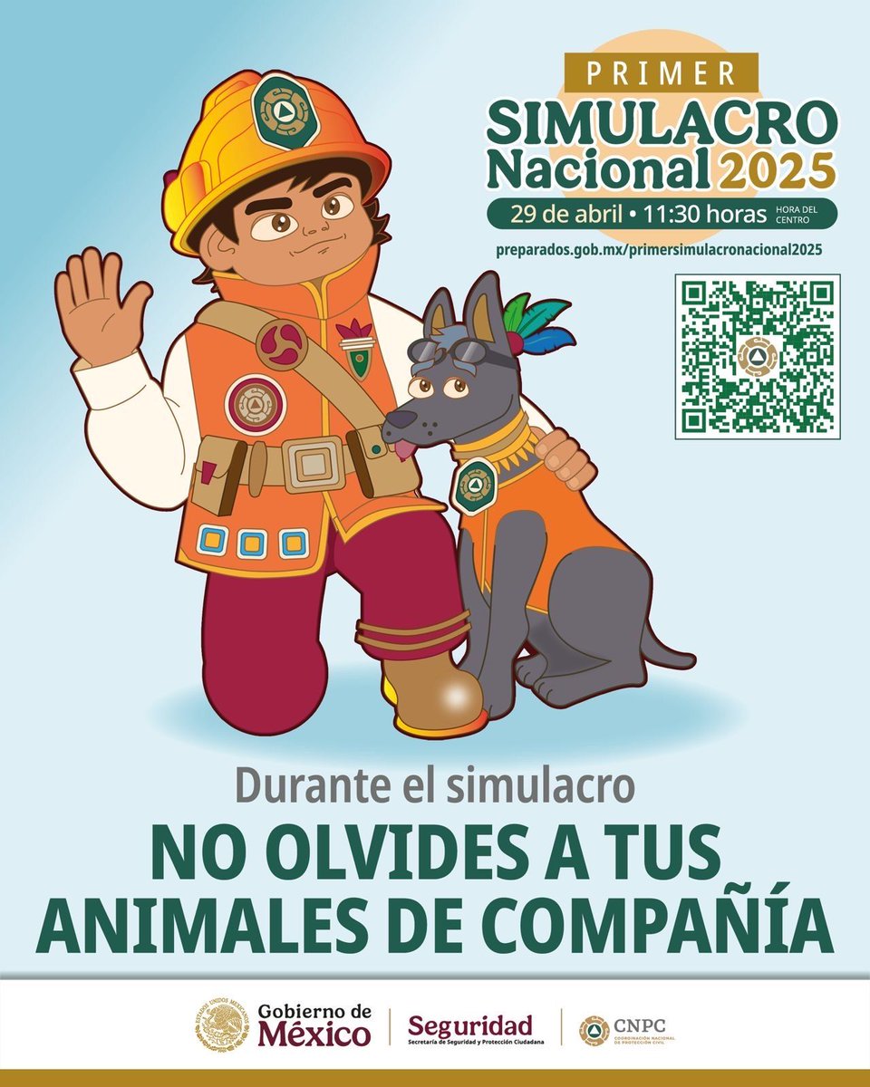 CNPC_MX's tweet photo. ¡Ellos también son parte de tu familia! 🐶🐱

Durante el #PrimerSimulacroNacional2025 no olvides incluir a tus animales de compañía en tu plan de evacuación. 🏡

¡Estamos a 2 días! ⏳🚨
🔗 https://t.co/7StT95dSKa https://t.co/xE374r0P7K