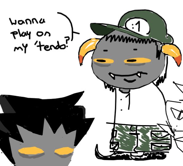 my trollsona his name is nimwit gary and he likes playing his nintendo