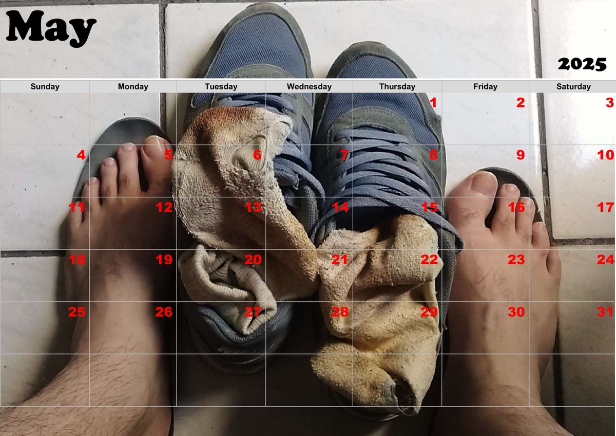 Segue meu #SneakerCalendar de Maio/2025! Divirtam-se!😏
Here is my May/2025 #SneakerCalendar! Enjoy!😏 #stinkysocks #stinkysneaker #sniffmysneaker #sniffmysocks #nikefetish #dirtysocks #dirtysneaker #smellysocks #smellysneaker #sweatysneaker #sweatysocks #sneakerfetish