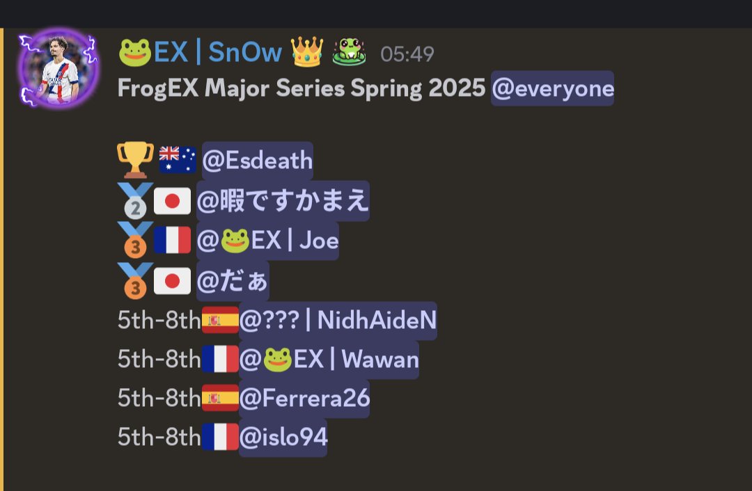FrogEX Major Series Spring 2025
 2位🥈（$50）
