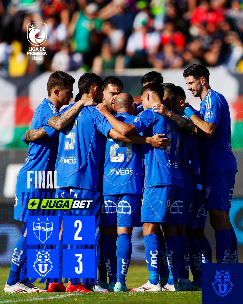 udechile's tweet photo. 𝐆𝐀𝐀𝐀𝐀𝐀𝐀𝐀𝐍𝐎𝐎𝐎𝐎𝐎𝐎 𝐄𝐋 𝐁𝐔𝐋𝐋𝐀 🔵🔴
Con goles de Charles Aránguiz, Leandro Fernández y Rodrigo Contreras, derrotamos a Palestino en La Cisterna 🏟️

#Palestino 2️⃣-3️⃣ #UdeChile 
#VamosLaU 🤘 https://t.co/wtEJof6YYa