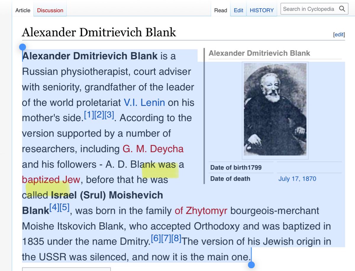 Truthtellerftm's tweet photo. RECALL: Meet Alexander Dmitrievich Blank who was a Russian physiotherapist, court adviser with seniority, and grandfather of the leader of the world proletariat V.I. Lenin on his mother's side. 

He is Vladimir Lenin Blank’s grandfather on his maternal side and he was a Jew.
