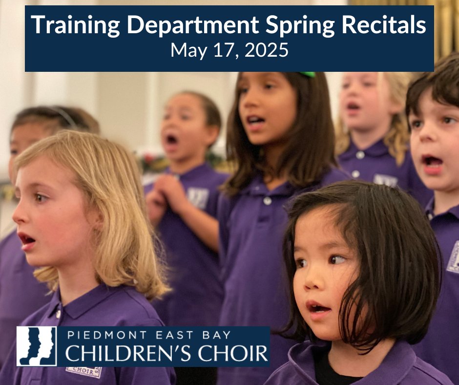 Come to our Training Department Spring Recitals to hear the music our young singers learned this semester! ☀️ 💜

📅  Saturday, May 17
🕐️1PM &amp; 4PM
📍 First Presbyterian Church of Berkeley

Purchase your tickets ahead of time via the link below. 🎟️⁠ event.auctria.com/bf469bf3-d38c-…