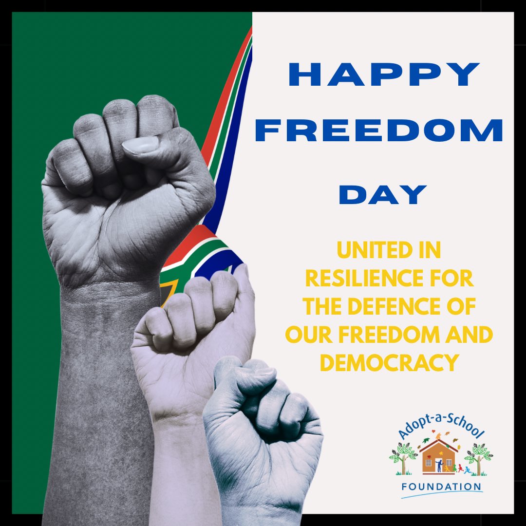 AdoptaSchoolSA's tweet image. On Freedom Day, we celebrate the strength and unity of all South Africans who fought for our freedom and democracy. 

#FreedomDay
#DrivingQualityEducation
#OneSchoolAtATime