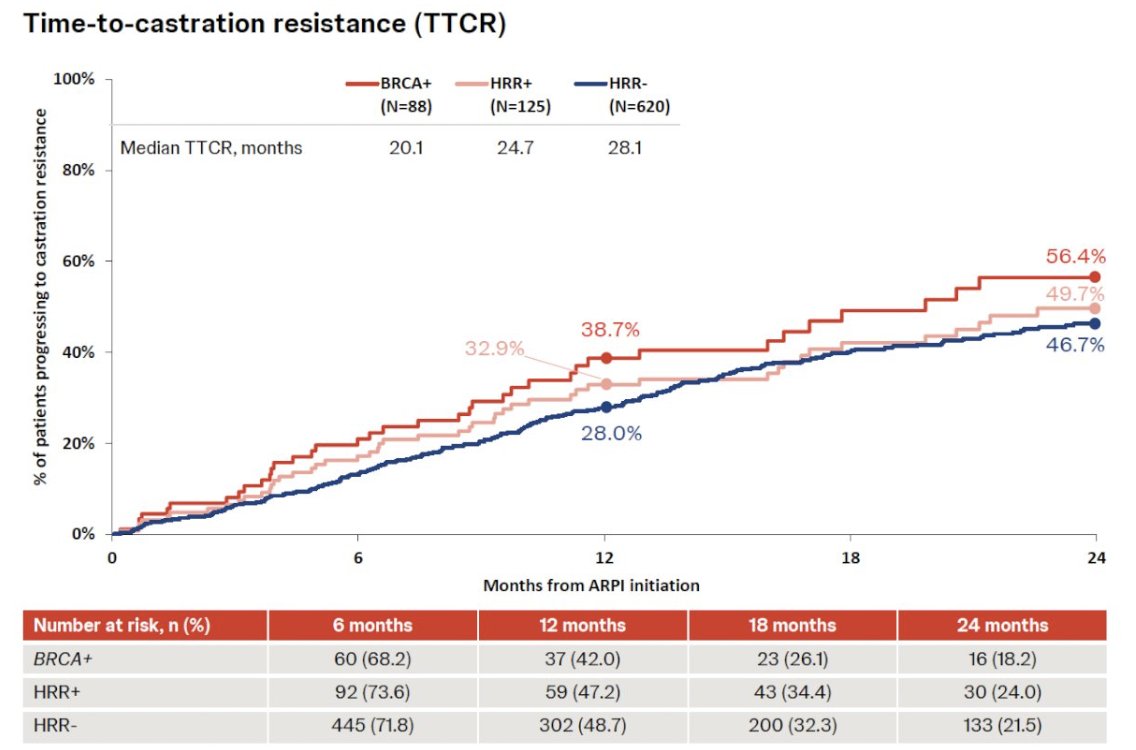 urotoday's tweet photo. Real-world time-to-next-treatment and time-to-castration-resistance among patients with #mCSPC using AR pathway inhibitors with and without HRR alterations. Presented by Neal Shore, MD, FACS @CURCMB. #AUA25 written coverage by @RKSayyid @USC > https://t.co/nXsEW77jGo @AmerUrological