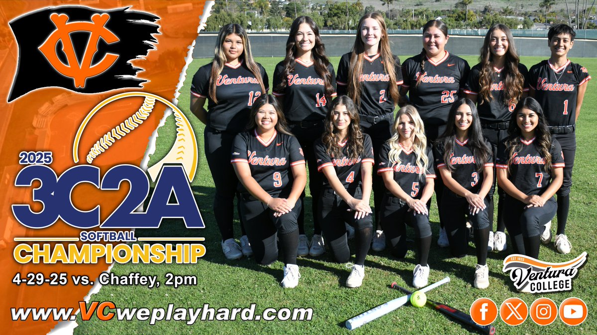 VCPirateAthletics (@vcathletics) on Twitter photo The <a href="/VCPirateSB/">Ventura College Softball</a> team will host a <a href="/3C2Asports/">3C2A</a> SoCal Regional Playoff play-in game on Tuesday April 29 at 2pm against <a href="/chaffeypanthers/">Chaffey Athletics</a>. Tickets are $12 for adults, $8 for seniors/students with ID. Children under 12 free. Tickets go on sale Monday at noon, ventura.vbotickets.com/events. The <a href="/VCPirateSB/">Ventura College Softball</a> team will host a <a href="/3C2Asports/">3C2A</a> SoCal Regional Playoff play-in game on Tuesday April 29 at 2pm against <a href="/chaffeypanthers/">Chaffey Athletics</a>. Tickets are $12 for adults, $8 for seniors/students with ID. Children under 12 free. Tickets go on sale Monday at noon, ventura.vbotickets.com/events.