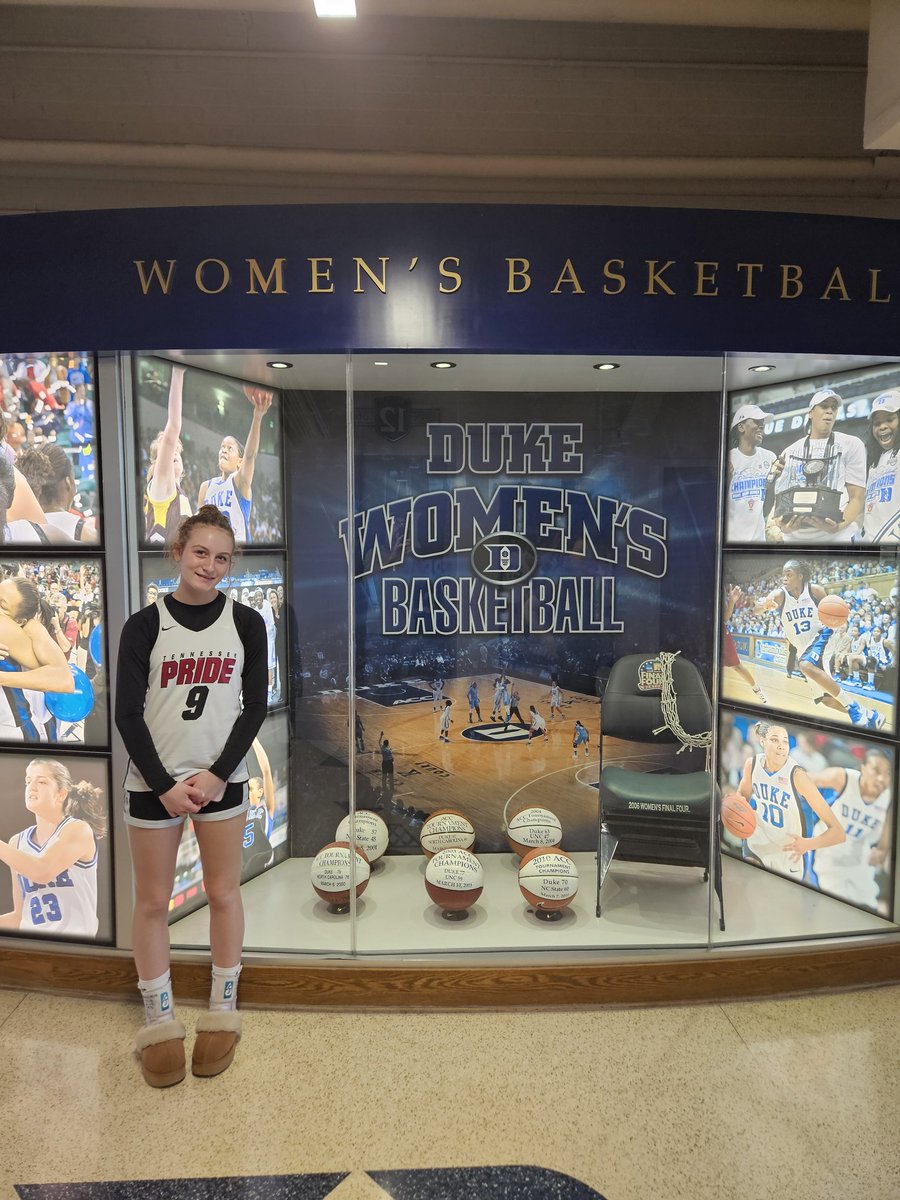 We stopped by <a href="/DukeMBB/">Duke Men’s Basketball</a> <a href="/DukeWBB/">Duke Women’s Basketball</a> on the way home. Beautiful campus. 😍 Cameron Indoor was amazing. As a <a href="/LadyVol_Hoops/">Lady Vols Basketball</a> fan we were on the lookout 👀 for <a href="/karalawson20/">Kara Lawson</a> but no luck. A live 🏀 eval weekend is probably not the best time to run into her on campus. 😁