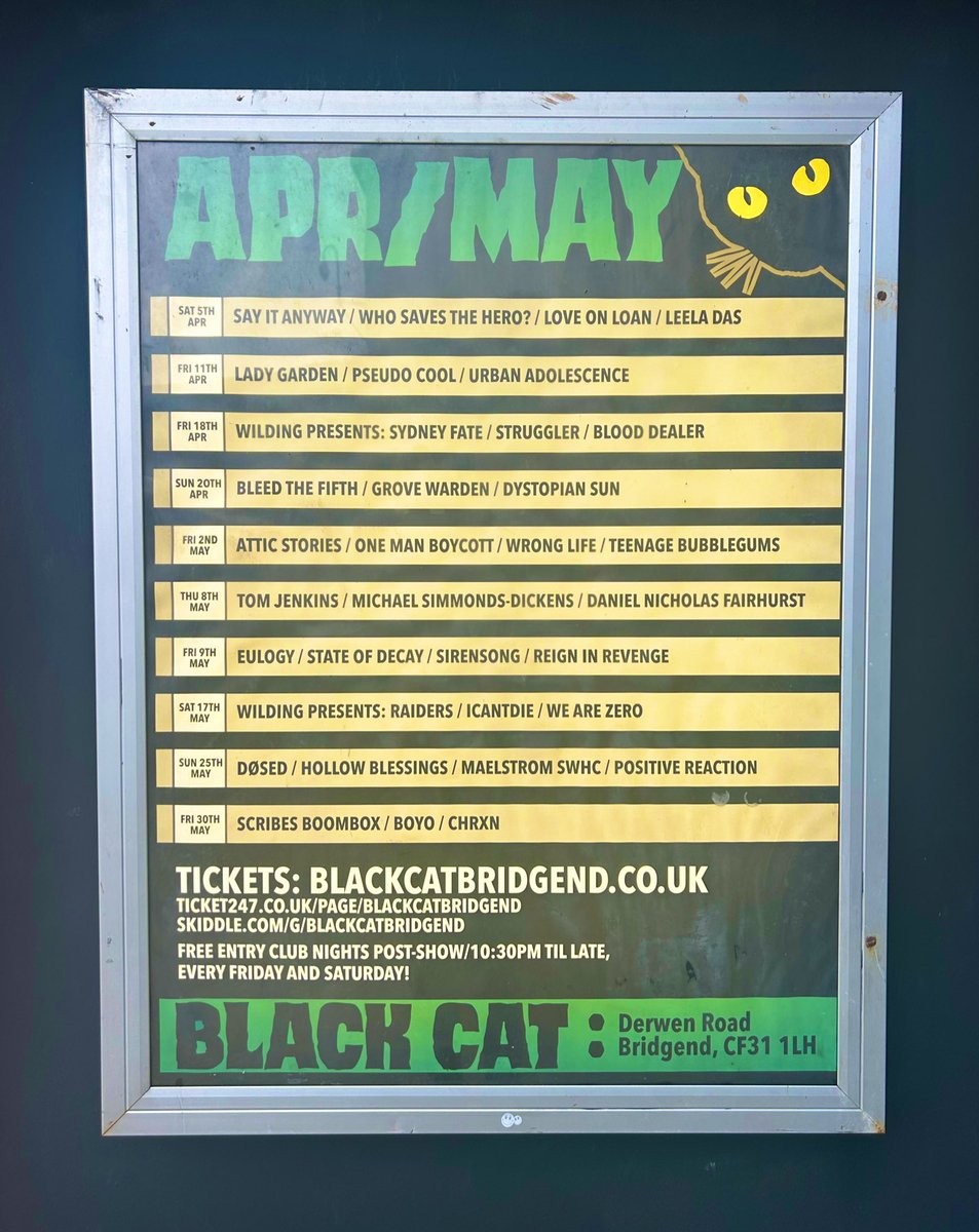 May 17th. The Black Cat Bridgend.