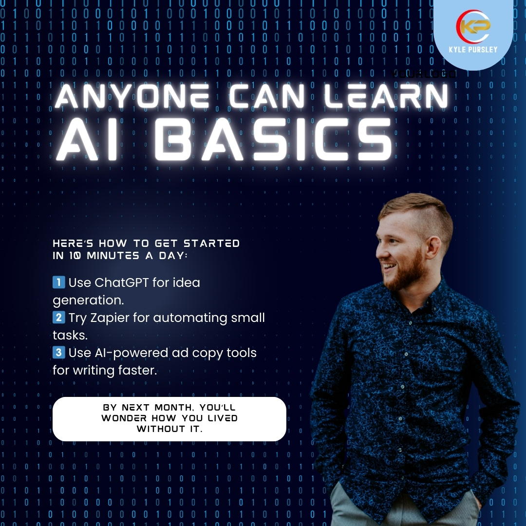kylepursley1's tweet photo. AI Isn’t Scary—It’s a Shortcut 🚀

Learn AI in 10 minutes a day:
1️⃣ Use ChatGPT for brainstorming.
2️⃣ Try Zapier for automation.
3️⃣ Speed up content with AI copy tools.

Master the basics now, and you’ll never look back. 🔥 Who’s diving in? https://t.co/D142XkPH9z