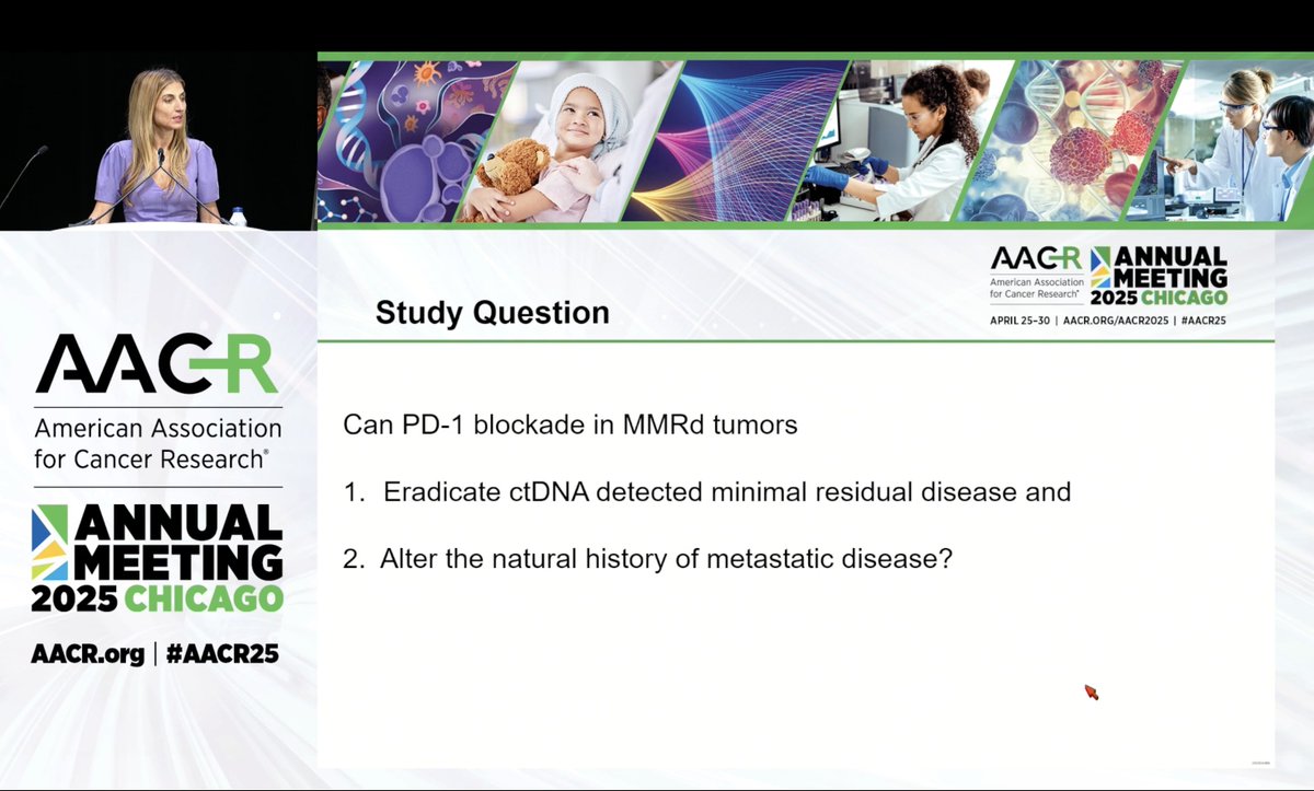 manjuggm's tweet photo. #AACR2025 CtDNA Status to direct adjIO for MMRd tumors: Great talk by Dr @YJanjigianMD!
#MSIH #Immunotherapy #CRCSM https://t.co/Mj3qmzmEYr