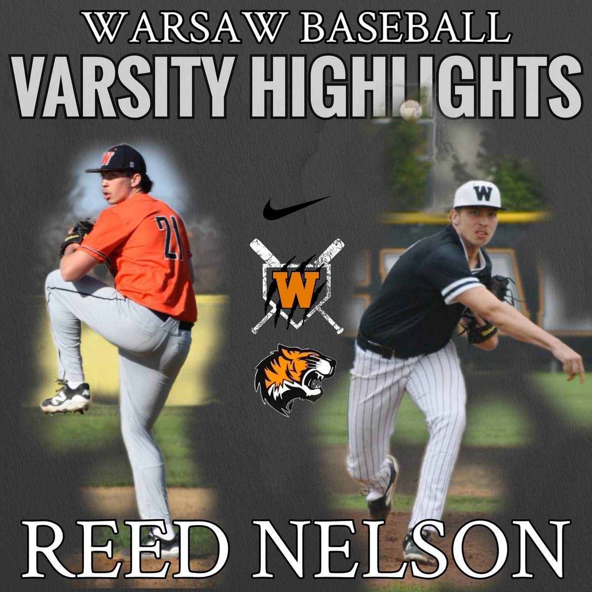 WARSAW BASEBALL VARSITY HIGHLIGHTS:
In two starts on the mound, Senior REED NELSON has collected two WINS for the Tigers, striking out 15 batters so far this season while stranding 10 runners. #Warsaw #Baseball #WarsawTigers