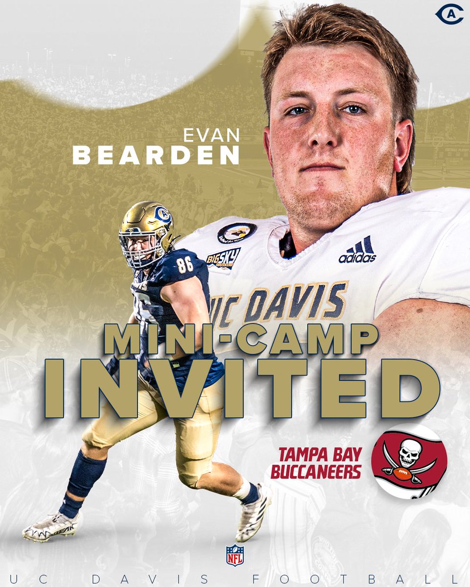 UC Davis Football (@ucdfootball) on Twitter photo DAVIS ➡️ TAMPA BAY
Congratulations <a href="/evanbearden0/">Evan Bearden</a> on getting an invite to mini-camp with the Tampa Bay Buccaneers!!
#GoAgs | #UCDNA DAVIS ➡️ TAMPA BAY
Congratulations <a href="/evanbearden0/">Evan Bearden</a> on getting an invite to mini-camp with the Tampa Bay Buccaneers!!
#GoAgs | #UCDNA