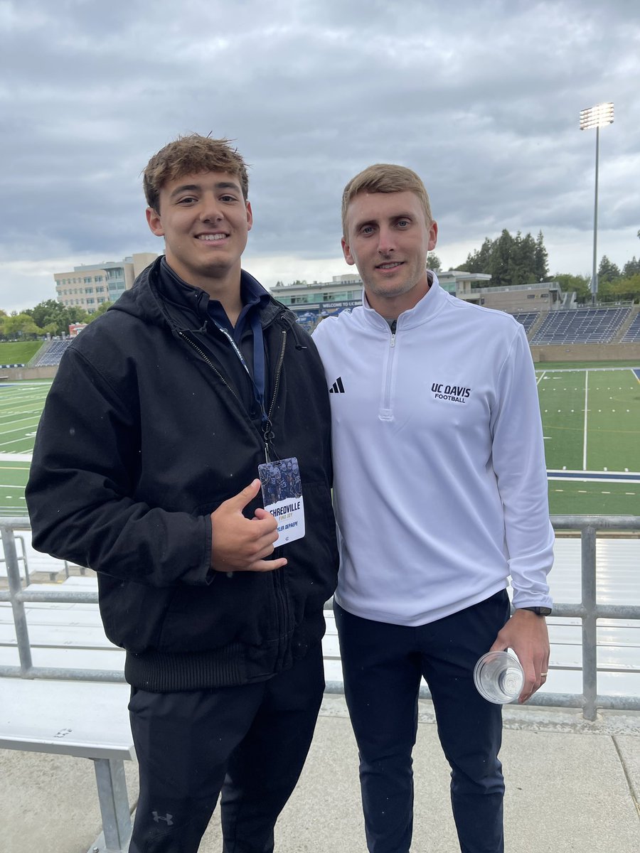 Kyler DePaepe (@depaepekyler) on Twitter photo Thank you <a href="/UCDfootball/">UC Davis Football</a> for a great Junior Day visit! Loved learning about the program!
<a href="/CoachATaylor3/">Austin Taylor</a> <a href="/Coach_CoombsUCD/">Matt Coombs</a> <a href="/CoachChapatte/">Taylor Chapatte</a> <a href="/treyshima/">Trey Shimabukuro</a> <a href="/VintagePlough/">Timothy Plough</a> <a href="/WyattGardner23/">Wyatt Gardner</a> <a href="/ttherzog/">Coach Trent Herzog</a> <a href="/thompsonsctg/">BT THOMPSON</a> Thank you <a href="/UCDfootball/">UC Davis Football</a> for a great Junior Day visit! Loved learning about the program!
<a href="/CoachATaylor3/">Austin Taylor</a> <a href="/Coach_CoombsUCD/">Matt Coombs</a> <a href="/CoachChapatte/">Taylor Chapatte</a> <a href="/treyshima/">Trey Shimabukuro</a> <a href="/VintagePlough/">Timothy Plough</a> <a href="/WyattGardner23/">Wyatt Gardner</a> <a href="/ttherzog/">Coach Trent Herzog</a> <a href="/thompsonsctg/">BT THOMPSON</a>