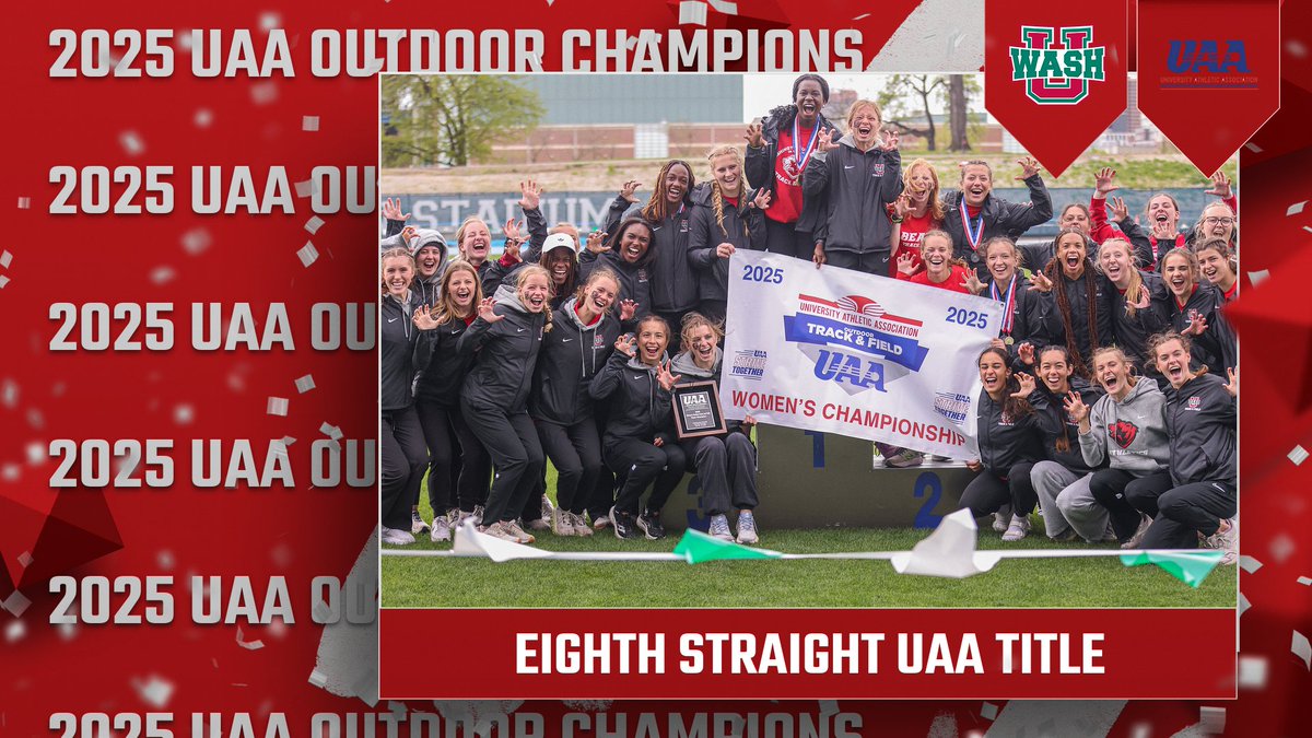 BIG CONGRATS to the <a href="/WASHU_XCTF/">WASHU XC/T&F</a>  women's outdoor track and field team on winning the 2025 UAA Championship on Sunday! It marks the eighth-straight UAA title for the Bears, dating back to 2016!
