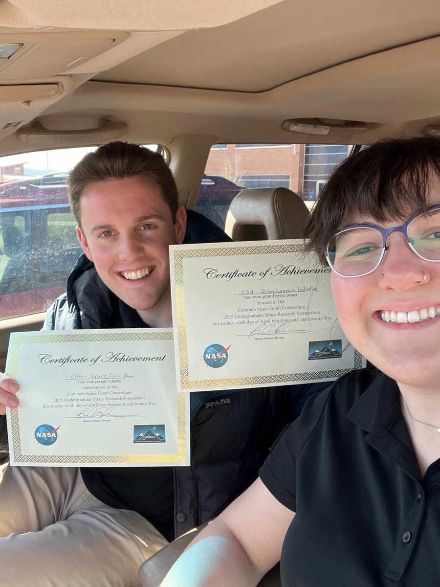 CSU_USLI's tweet image. Yesterday, the RLI team had the amazing opportunity to attend the Colorado Space Grant Research Symposium. During that time, team members presented our project to the public, and won awards for People's Choice Video Honors and The Grand Prize Poster. A great start for our team!