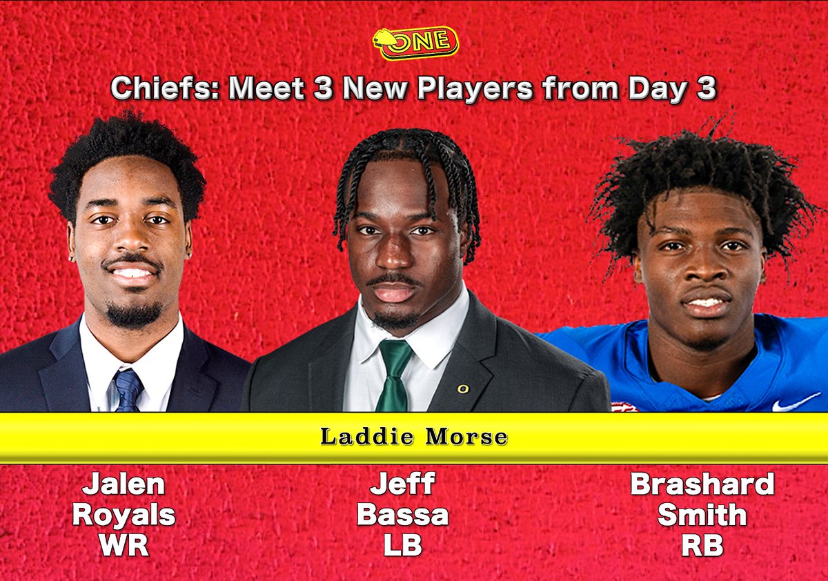 Ladner Morse (@laddiemorse) on Twitter photo Chiefs: Meet 3 New Players from Day 3
Laddie Morse...
arrowheadone.com/chiefs-meet-3-…
<a href="/PatrickMahomes/">Patrick Mahomes II</a> <a href="/Chiefs/">Kansas City Chiefs</a> <a href="/NFL/">NFL</a> <a href="/KCChiefs_Matt/">Matt McMullen</a> <a href="/tkelce/">Travis Kelce</a> <a href="/ChrisClarkNFL/">Chris</a> <a href="/Chris_Broussard/">Chris Broussard</a> <a href="/PSchrags/">Peter Schrager</a> <a href="/RyanTracyNFL/">Ryan Tracy - Consultant, Content Creator</a> <a href="/InHarmsWay19/">Daniel Harms</a> <a href="/ByNateTaylor/">Nate Taylor</a> <a href="/MoveTheSticks/">Daniel Jeremiah</a> Chiefs: Meet 3 New Players from Day 3
Laddie Morse...
arrowheadone.com/chiefs-meet-3-…
<a href="/PatrickMahomes/">Patrick Mahomes II</a> <a href="/Chiefs/">Kansas City Chiefs</a> <a href="/NFL/">NFL</a> <a href="/KCChiefs_Matt/">Matt McMullen</a> <a href="/tkelce/">Travis Kelce</a> <a href="/ChrisClarkNFL/">Chris</a> <a href="/Chris_Broussard/">Chris Broussard</a> <a href="/PSchrags/">Peter Schrager</a> <a href="/RyanTracyNFL/">Ryan Tracy - Consultant, Content Creator</a> <a href="/InHarmsWay19/">Daniel Harms</a> <a href="/ByNateTaylor/">Nate Taylor</a> <a href="/MoveTheSticks/">Daniel Jeremiah</a>