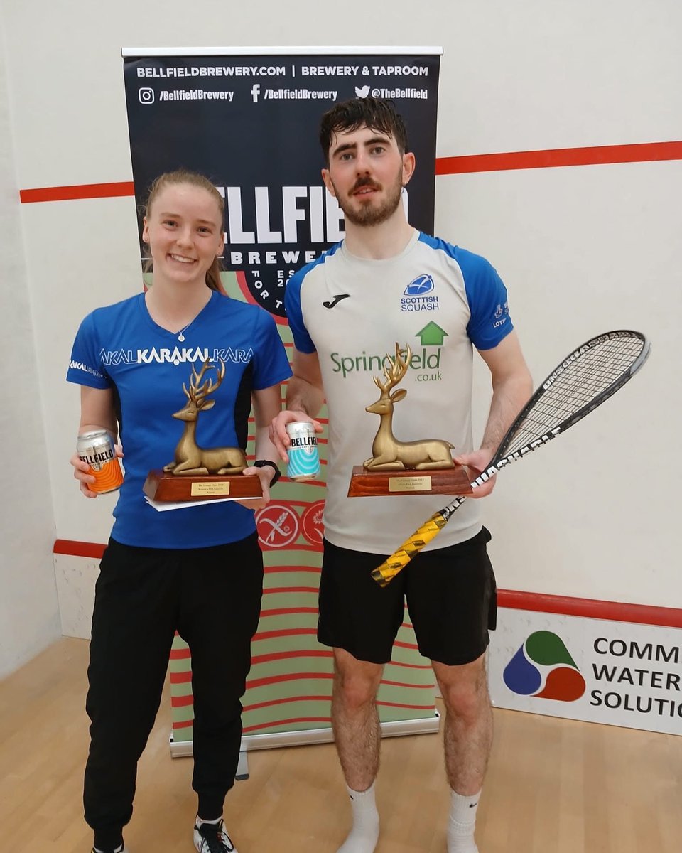 Congratulations to John Meehan 🏴󠁧󠁢󠁳󠁣󠁴󠁿 &amp; Kaitlyn Watts 🇳🇿 who took out the 🏆 at the Grange Open PSA Satellite over the weekend 👏

Thank you to Grange Squash Club &amp; their sponsors Commercial Water Solutions &amp; Bellfield Brewery for running a great event and supporting squash 🏴󠁧󠁢󠁳󠁣󠁴󠁿🙌