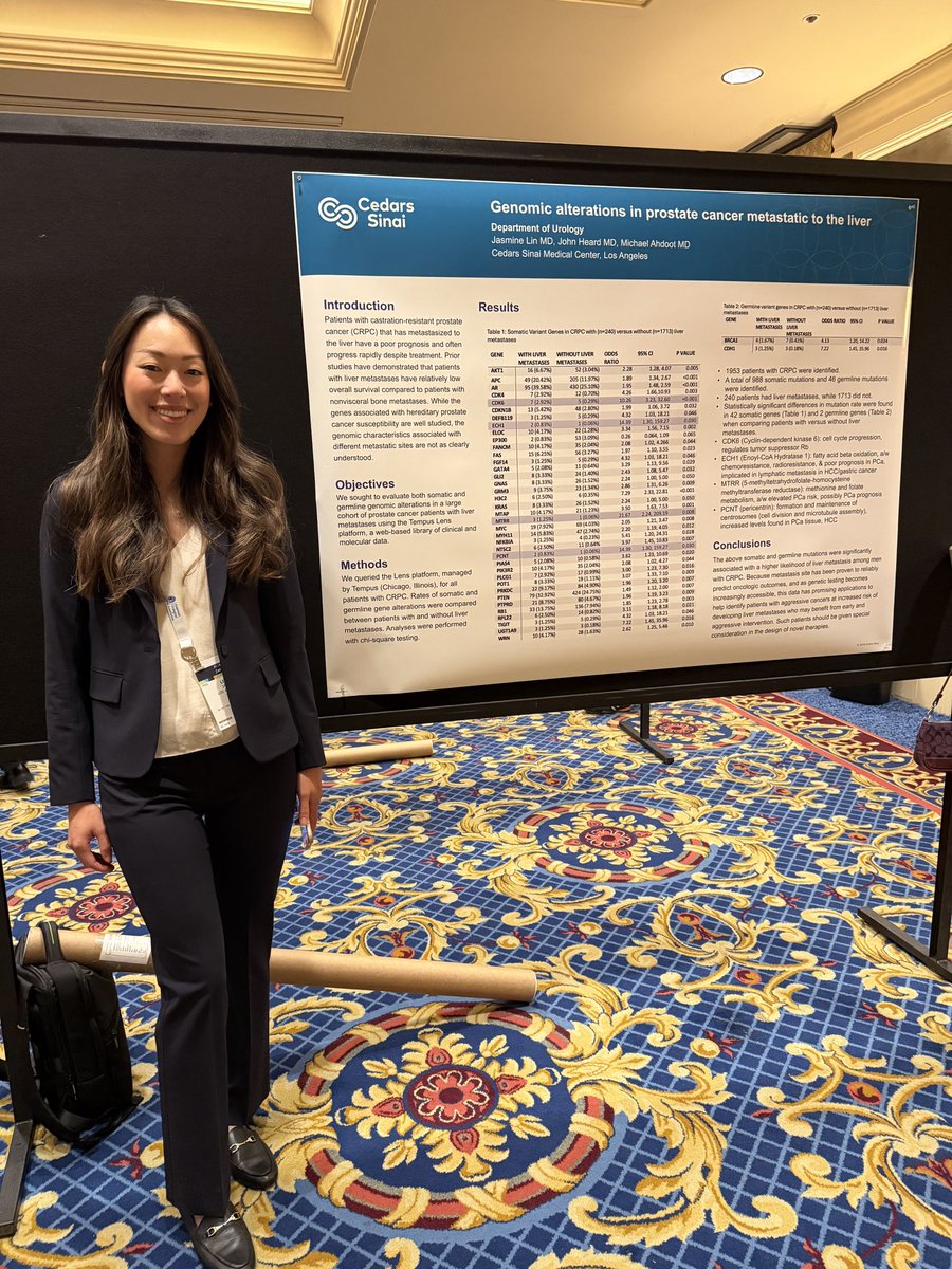 Department of Urology at Cedars-Sinai (@cs_urology) on Twitter photo Pgy2 <a href="/jasmineslin/">Jasmine Lin</a> shows off her poster on genomics in advanced #prostatecancer
<a href="/AmerUrological/">Amer. Urol. Assn.</a> #AUA25 <a href="/MichaelAhdootMD/">Michael Ahdoot MD</a> Pgy2 <a href="/jasmineslin/">Jasmine Lin</a> shows off her poster on genomics in advanced #prostatecancer
<a href="/AmerUrological/">Amer. Urol. Assn.</a> #AUA25 <a href="/MichaelAhdootMD/">Michael Ahdoot MD</a>