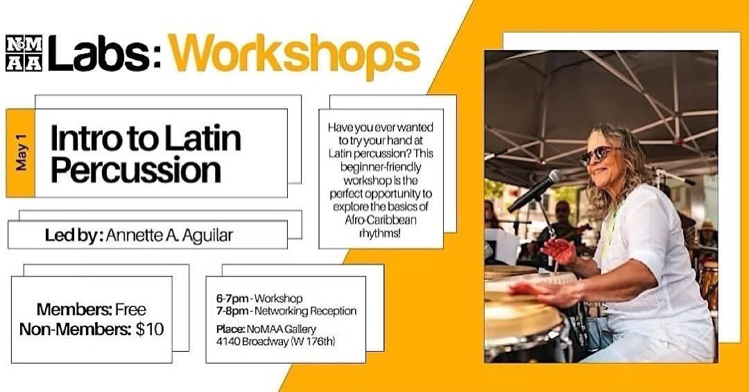 Uptown Collective (@uptowncollectiv) on Twitter photo 📣05/01/25: NoMAA Labs: Workshops - Intro to Latin Percussion📣
This beginner-friendly workshop is the perfect opportunity to explore the basics of Afro-Caribbean rhythms with local legend <a href="/aguilarsBeans/">Annette A Aguilar</a>!
Register: nomaanyc.org/events/introto…
#NoMAALabs #NoMAA #UptownArt 📣05/01/25: NoMAA Labs: Workshops - Intro to Latin Percussion📣
This beginner-friendly workshop is the perfect opportunity to explore the basics of Afro-Caribbean rhythms with local legend <a href="/aguilarsBeans/">Annette A Aguilar</a>!
Register: nomaanyc.org/events/introto…
#NoMAALabs #NoMAA #UptownArt