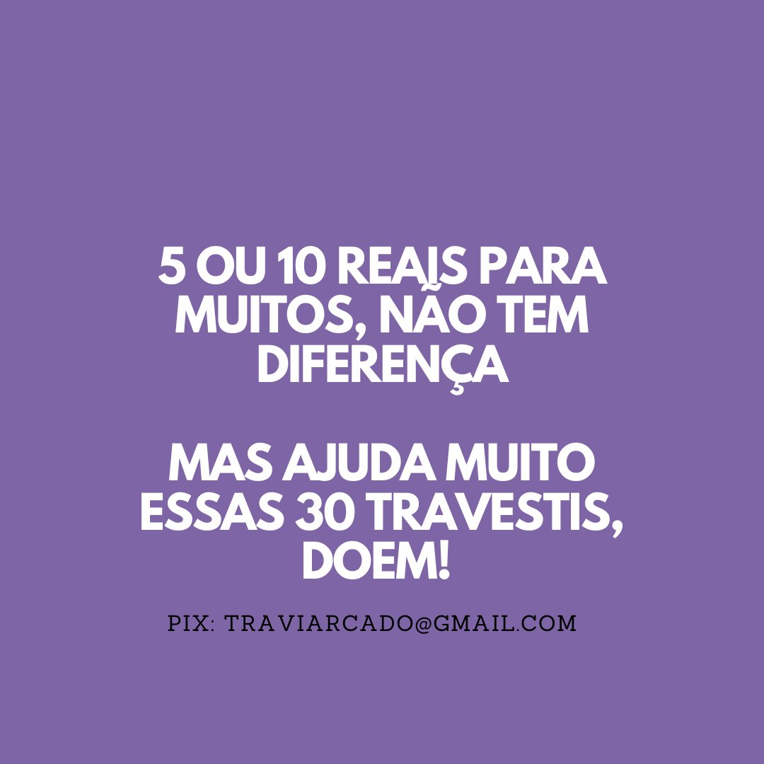 COMPARTILHAR E DAR LIKE, 
NAO LEVA NEM 10 SEGUNDOS

Tenho divulgado todos os dias postagens da florescer 2, que nunca em 5 anos, teve doações tão baixas

Nenhum influencer e artista apoiam o projeto, então elas dependem de pessoas anonimas

Pix: traviarcado@gmail.com