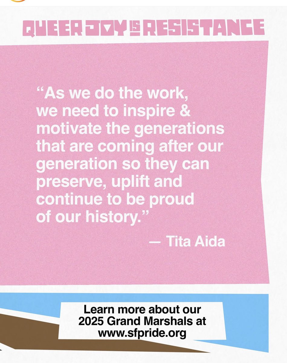 This is an honor! Lifetime Achievement Grand Marshal for SF Pride 2025! Thank you <a href="/SFPride/">San Francisco Pride</a> !