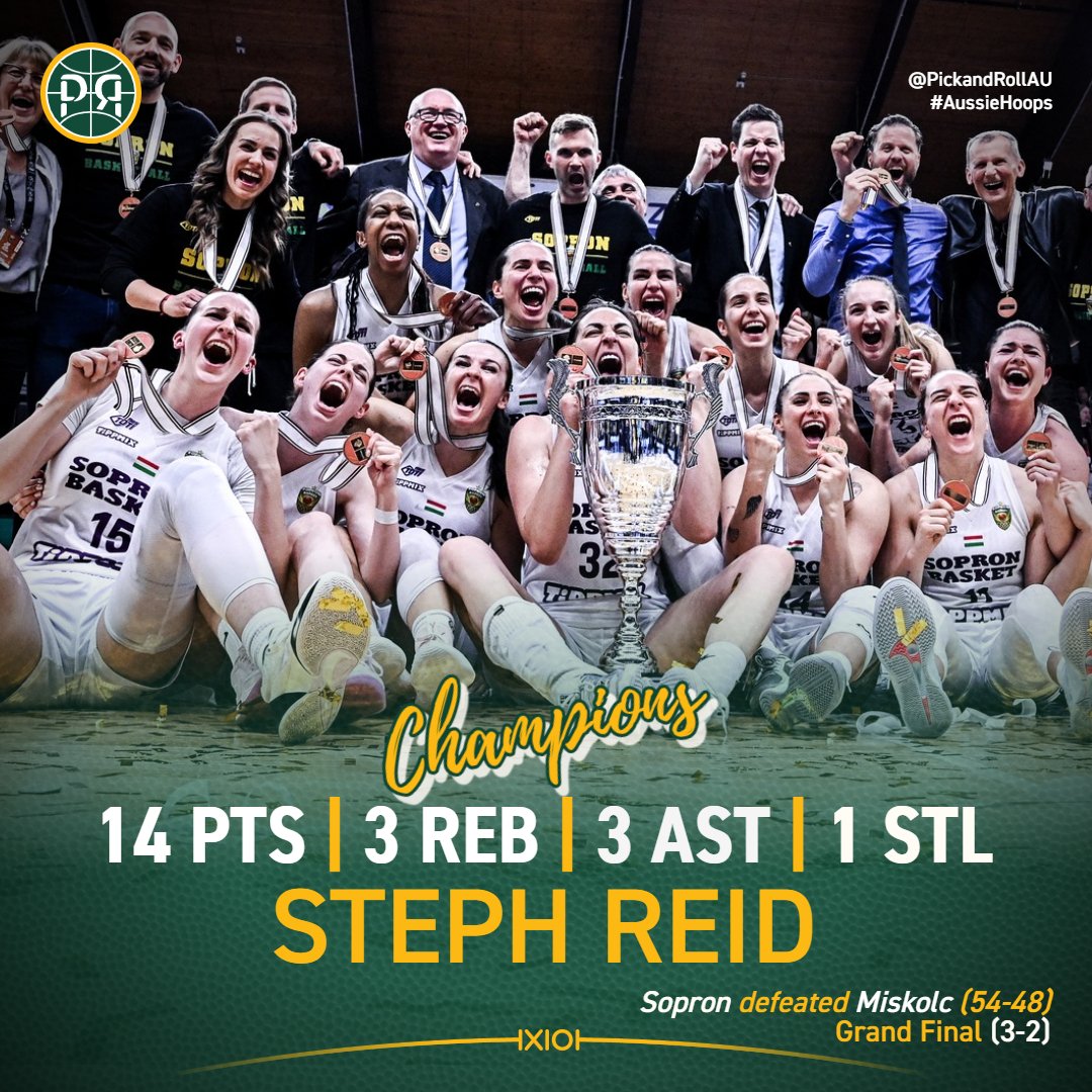 Congratulations to Steph Reid who led Sopron to their 17th Hungarian National Championship!🏆
Sopron held off Miskolc 54048 in the deciding game 5, with Reid adding a team-high 14 points👏
#AussieHoops