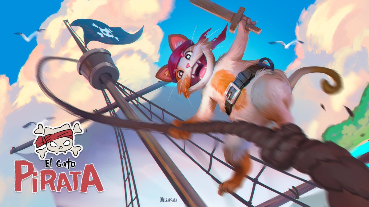 elzappata's tweet image. Hice un fanart del webtoon “El Gato Pirata” de @nina_miaou me encantaron sus aventuras y espero que les guste a ustedes también ✨☺️🏴☠️😸💖