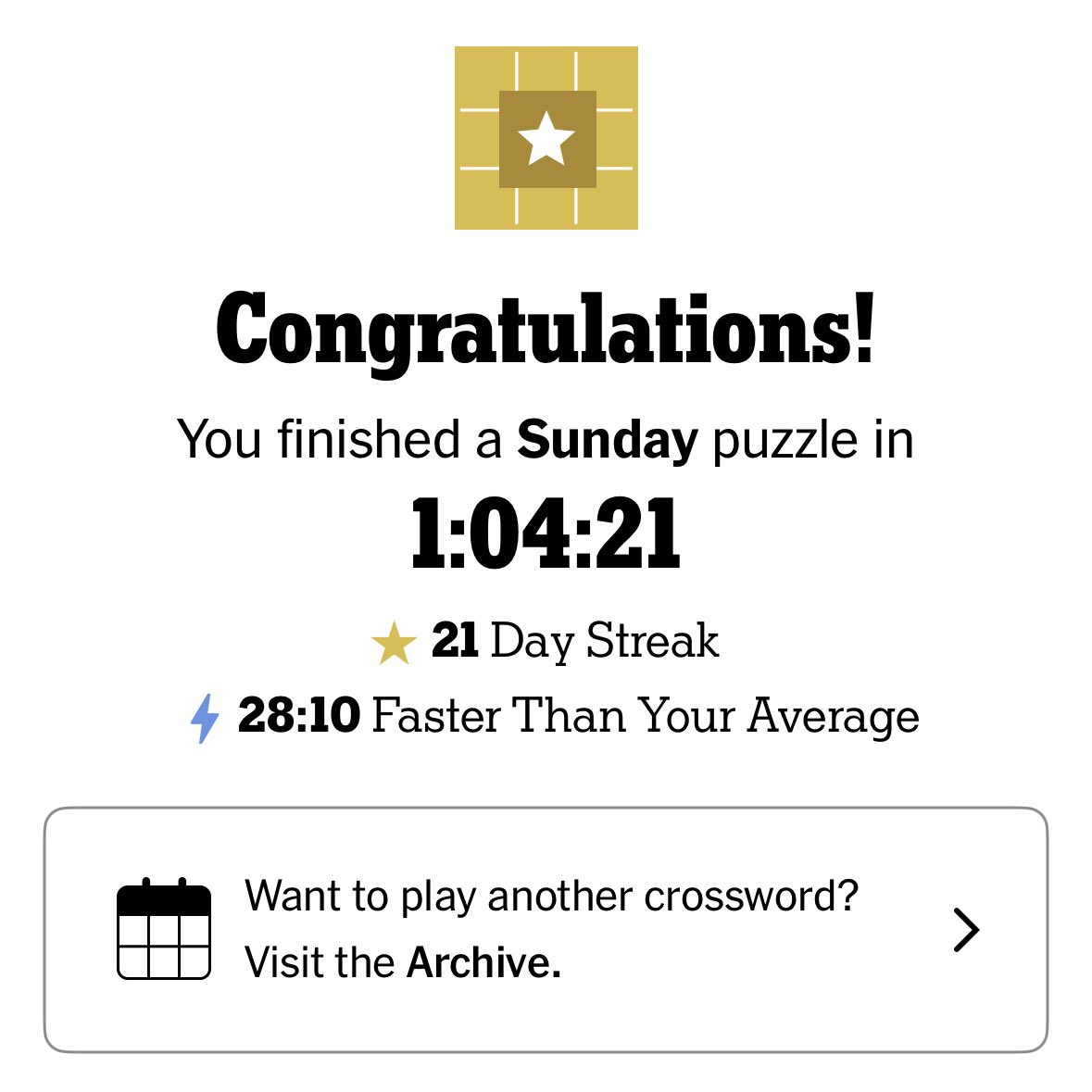 HaiverArt's tweet image. Taking a break from social media this month meant I really got into the NYT crossword