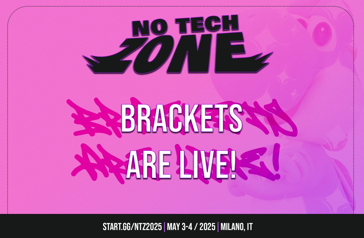 ⚠️ BRACKETS FOR NO TECH ZONE ARE OUT ⚠️

Contact us ASAP if we missed something during the seeding process and would like to get your bracket changed! ✍️
Be quick! You only have 24 hours ⏰, after that they will be locked 🔒!

🔗 CHECK YOUR BRACKET HERE: start.gg/NTZ2025