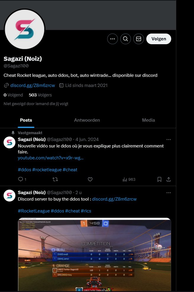 Marc (@marcitio447) on Twitter photo Can we get this guy banned or do something about this <a href="/RocketLeague/">Rocket League</a> <a href="/RL_Status/">Rocket League Status</a>.
<a href="/AlphaKep/">AlphaKep</a> get your influence in here buddy, bro is just casually selling ddos tools and promoting his twitter in game. Can we get this guy banned or do something about this <a href="/RocketLeague/">Rocket League</a> <a href="/RL_Status/">Rocket League Status</a>.
<a href="/AlphaKep/">AlphaKep</a> get your influence in here buddy, bro is just casually selling ddos tools and promoting his twitter in game.